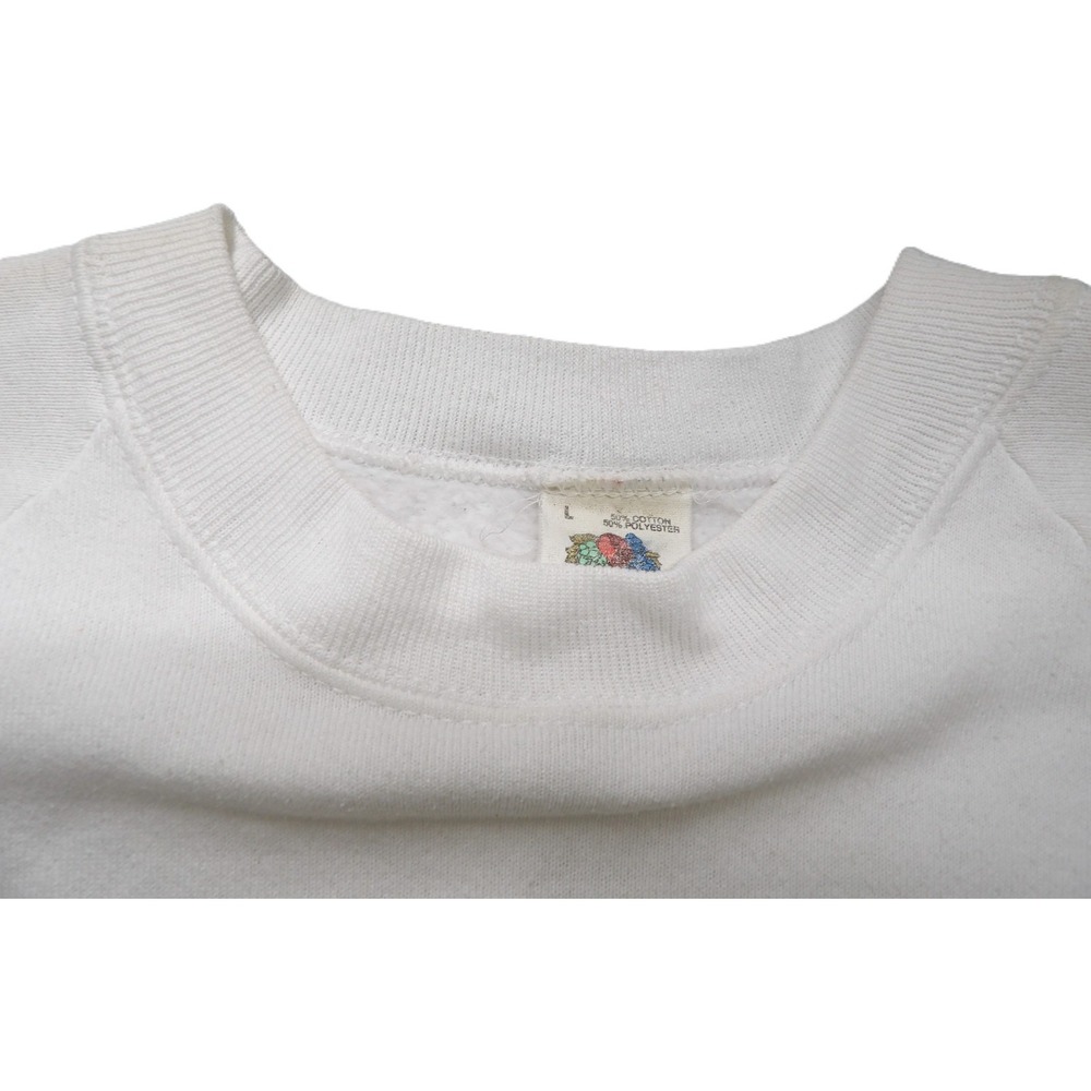 VTG 80s Fruit Of The Loom Birds Of A Feather Crewneck Sweatshirt White Large USA - Picture 7 of 16
